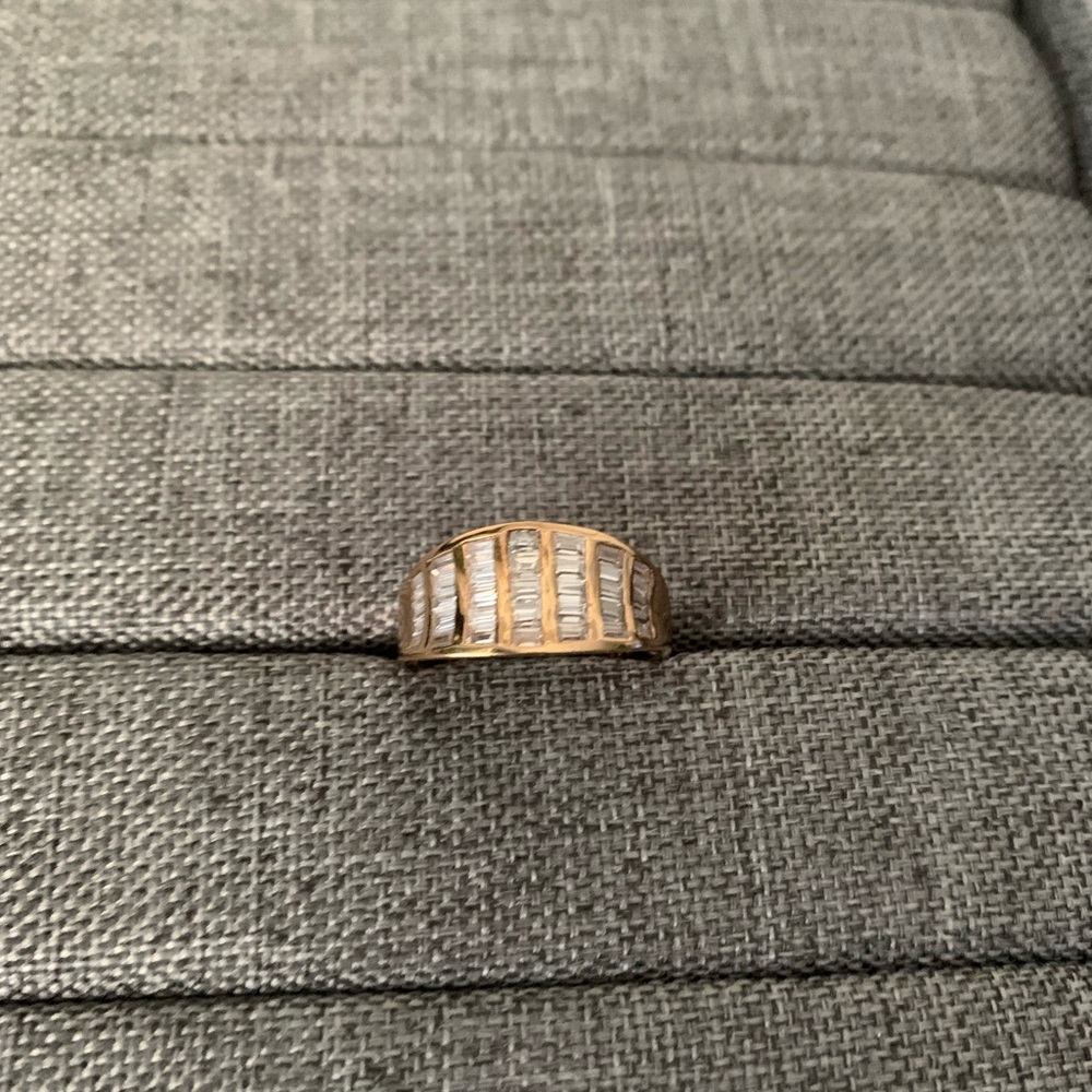 White glass in a gold inspired frame ring